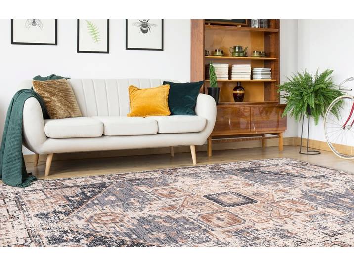 Teppich ARTE ESPINA Indiana 100 , grau (hellgrau), B:160cm H:10mm L:230cm, Baumwolle, Polyester, Teppiche, Teppich, Vintage Optik, Wohnzimmer