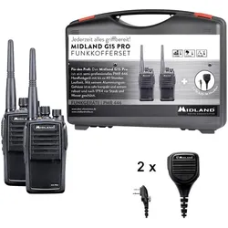 Midland G15 S6 - PMR Funkgeraet Baustellen-Koffer 2er Set, Walkie Talkie, Schwarz