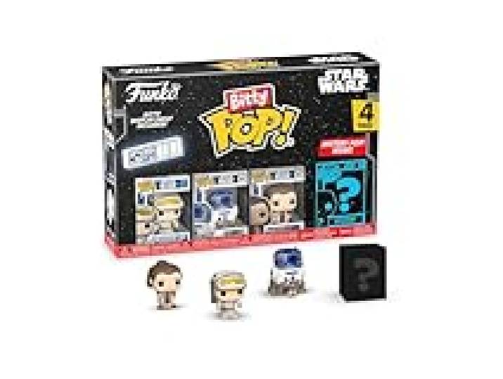 Funko Bitty Pop SW - Luke 4pket Une Mini-Figurine Mystère en Surprise - 2.2 Cm - Star Wars Collectionnable - Étagère Empilable Incluse - Idée de pour Sac Surprise de Fête