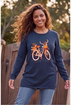 Plus Size Women's Cozy Critter Sweater by Catherines in Navy Bike (Size 5X)