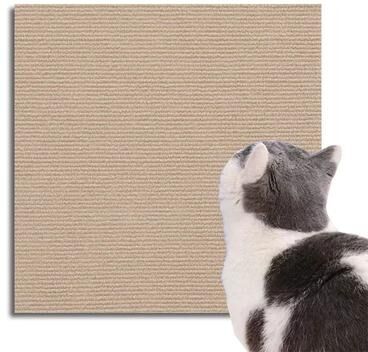 Inspired Living Cat Climbing Wall Mat & Self Adhesive Scratching Protector khaki 30x60cm