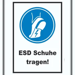 HB-Druck ESD Schuhe tragen Schild Fußschutz gegen elektrostatische Aufladung A4 (210x297mm)