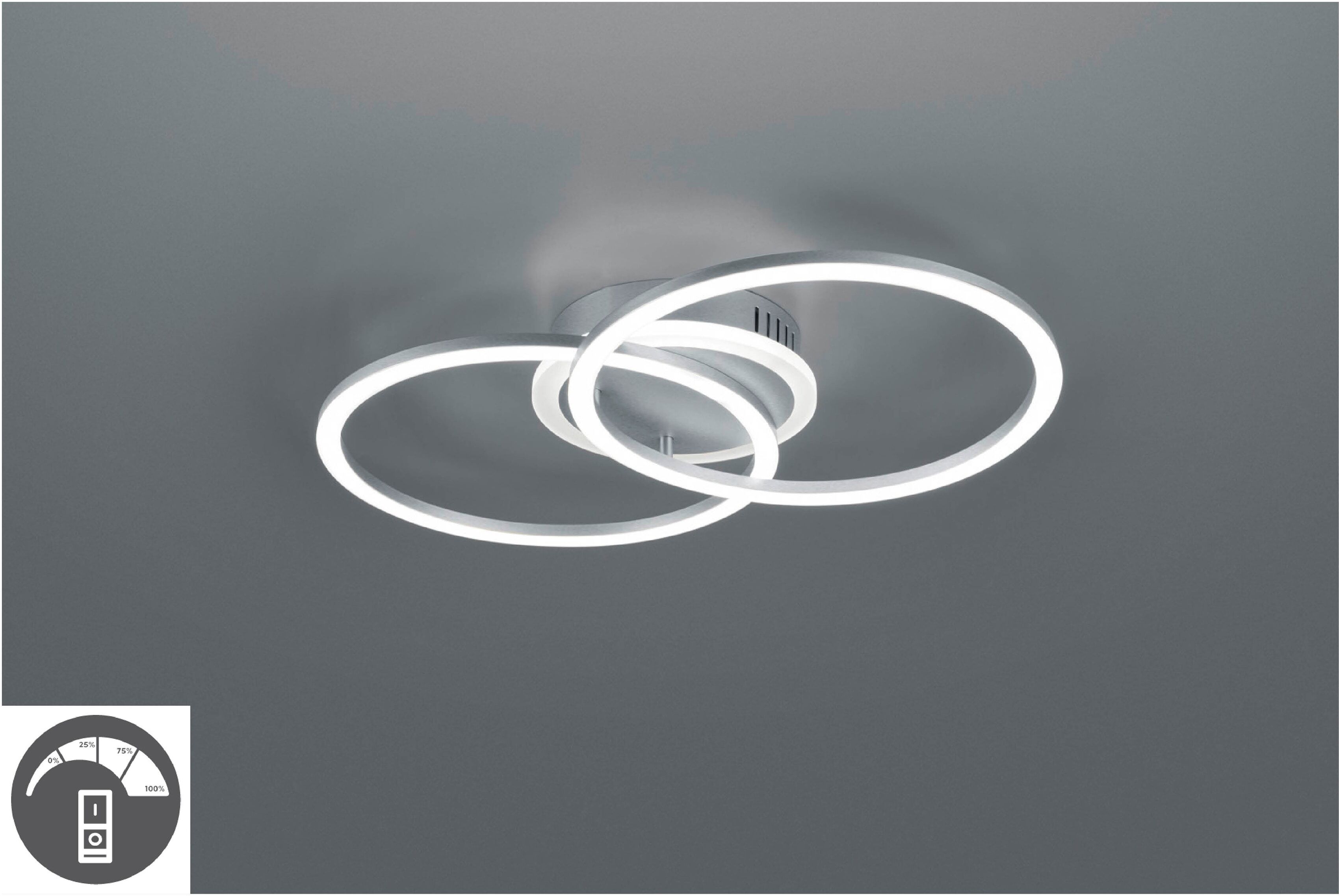 REALITY LEUCHTEN LED Deckenleuchte "Venida", grau (titansilberfarben), 1, H: 8cm, 1 Stk., Leuchten, Switch Dimmer, Memory Funktion, LED Deckenleuchte