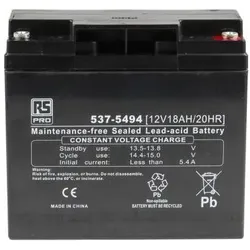 RS PRO RS Sealed lead-acid battery,12V 18Ah (18000 mAh, 12 V)