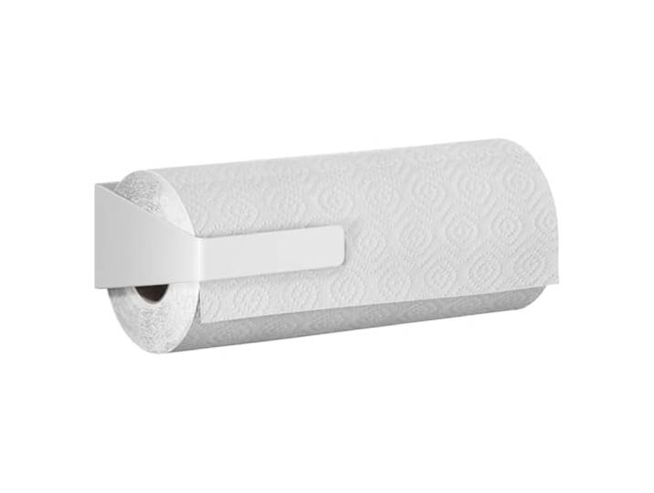 tesa Accessoires de Cuisine Porte-Rouleau Essuie-Tout - Porte-essuie Tout Adhésif pour Une Cuisine Bien Rangée - Montage Horizontal ou Vertical - avec Adaptateur\, Montage Mural sans Perçage - Blanc