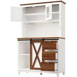 STILVORA Hochschrank MDF/Metall/Glas Weiß 104x40x180 cm mit LED und Schiebetür