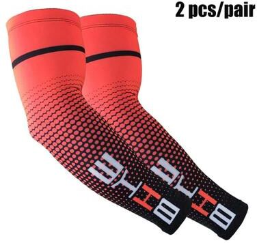 Uplift Essentials Unisex Cooling Sports Arm Sleeves With UV Sun Protection red m
