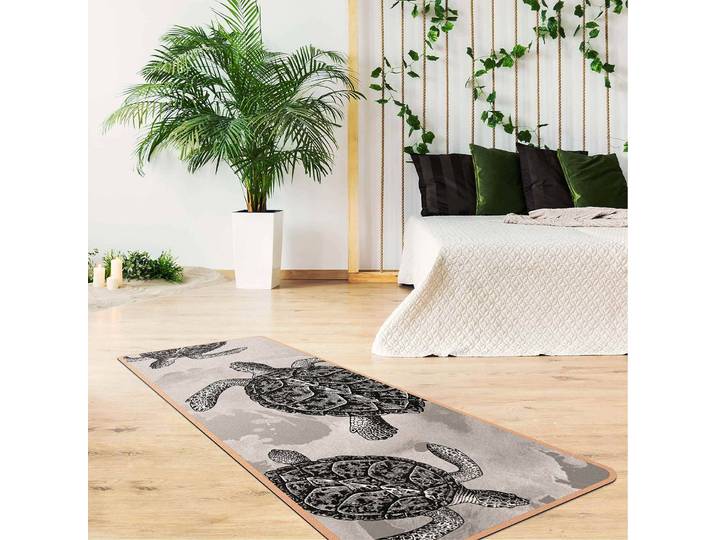 Läufer/Yogamatte Drei Schildkröten 183 x 61cm Schwarz/Weiß/Schwarz/Weiß