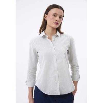 Hemdbluse FELIX HARDY "Leinen-Shirt", Damen, Gr. M, meliertes hellgrün, 85% Baumwolle, 15% Leinen, Blusen Hemdbluse