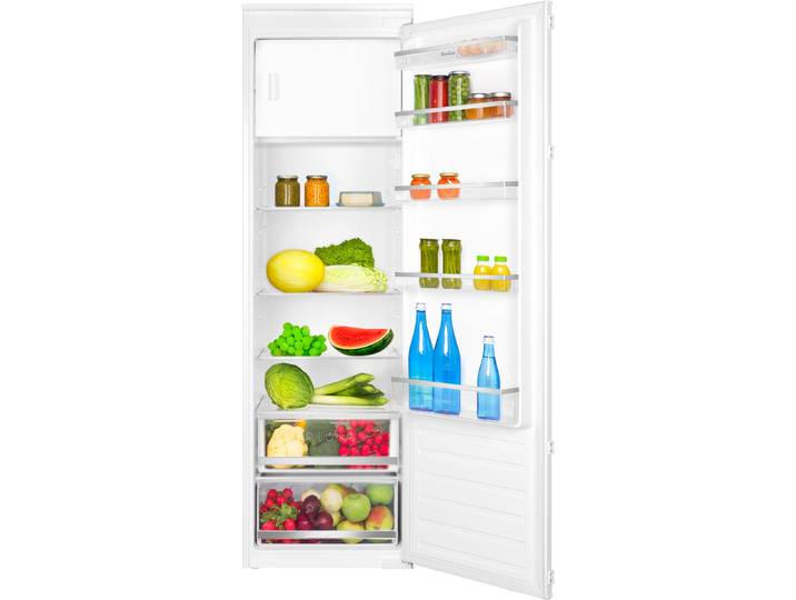 AMICA Einbaukühlschrank EKSS 367 210 , Energieeffizienz: D, silber (weiß), Rechtsanschlag, wechselbar, Kühlschränke, Kompakter Einbaukühlschrank mit klarer LED‑Sicht und frischen Extras, Einbaukühlschrank