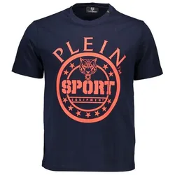 Plein Sport, Herren, Sportshirt, Blue Cotton Men's T-Shirt (XL), Blau