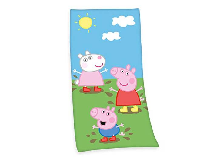 Herding Peppa Pig Velourstuch, 75 x 150 cm, Baumwolle/Velours, Mehrfarbig
