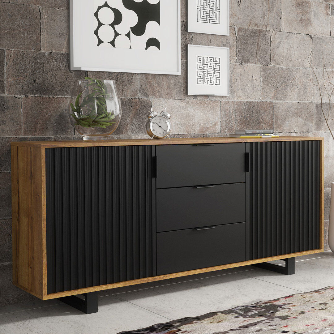 17 Stories Solei 140cm Sideboard Black 80cm H X 140cm W X 35cm D