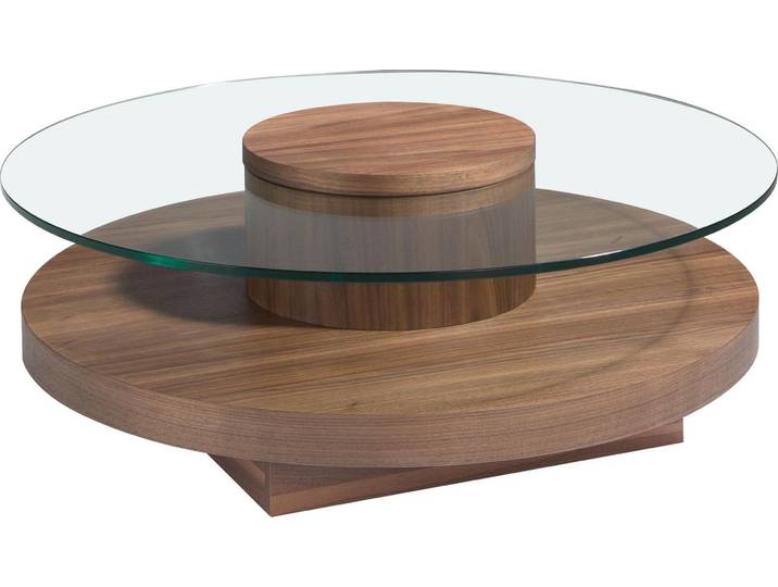 Angel Cerdá Table basse ronde en verre trempé et noyer 2052