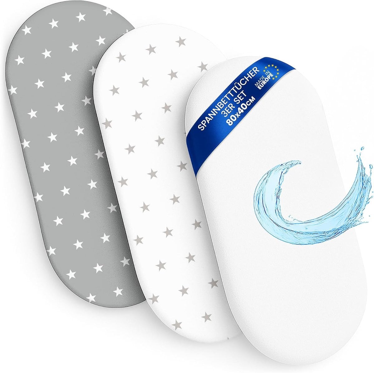 Set van 3 elastische hoeslakens voor babykinderwagens en matrasbeschermers