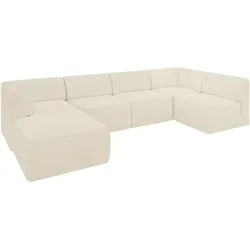 WOHNLANDSCHAFT Ottomane Links MOVO-L 345x180x78 cm Beige Cord