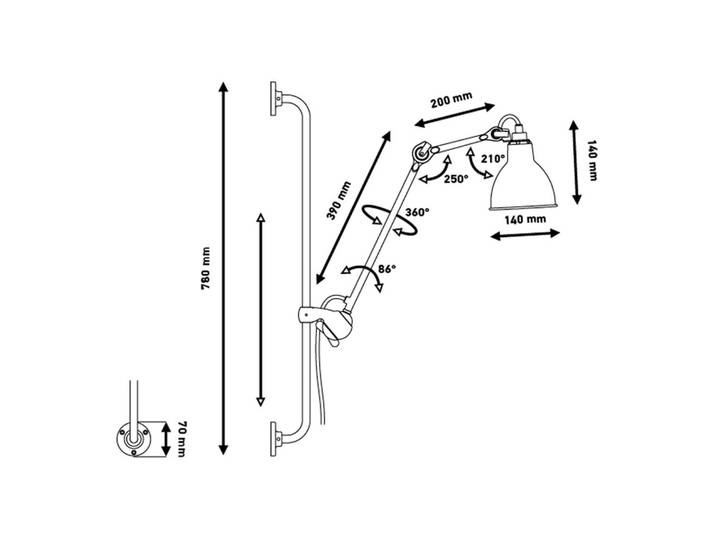 Applique murale Lampe Gras 210 Round, jaune/noir - DCW 201 Round - Salon / séjour - Industriel - Métal - À ampoule unique