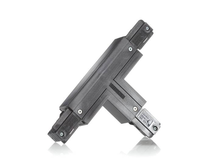 Eutrac T-Verbinder Einbau Erde innen links schwarz 3-Phasen, schwarz, Stromschienenstrahler