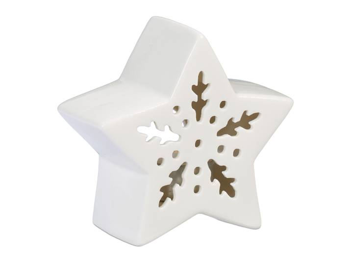Teelichthalter Keramik in Sternform Weiss