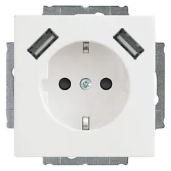 Busch-Jaeger, Steckdose, Schuko/USB Steckdose 20 EUCB2USB-84 solo Busch-USB-Ladestation studioweiss