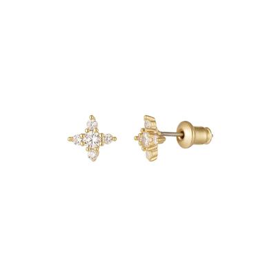 Paar Ohrstecker ADELIA´S "LIVAYA Stern - Ohrringe Ohrstecker aus Kupfer mit Strass", Damen, Gr. Damen, gold (goldfarben), Ohrringe, Modisch akzentuiert durch die sternförmige Anordnung der Strasssteine