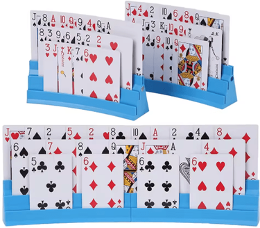 Inspire Picks Expandable Three Layer Plastic Card Holder Set Interactive Hands Free Game Accessory 2pcs 1Set blue 2 Pieces