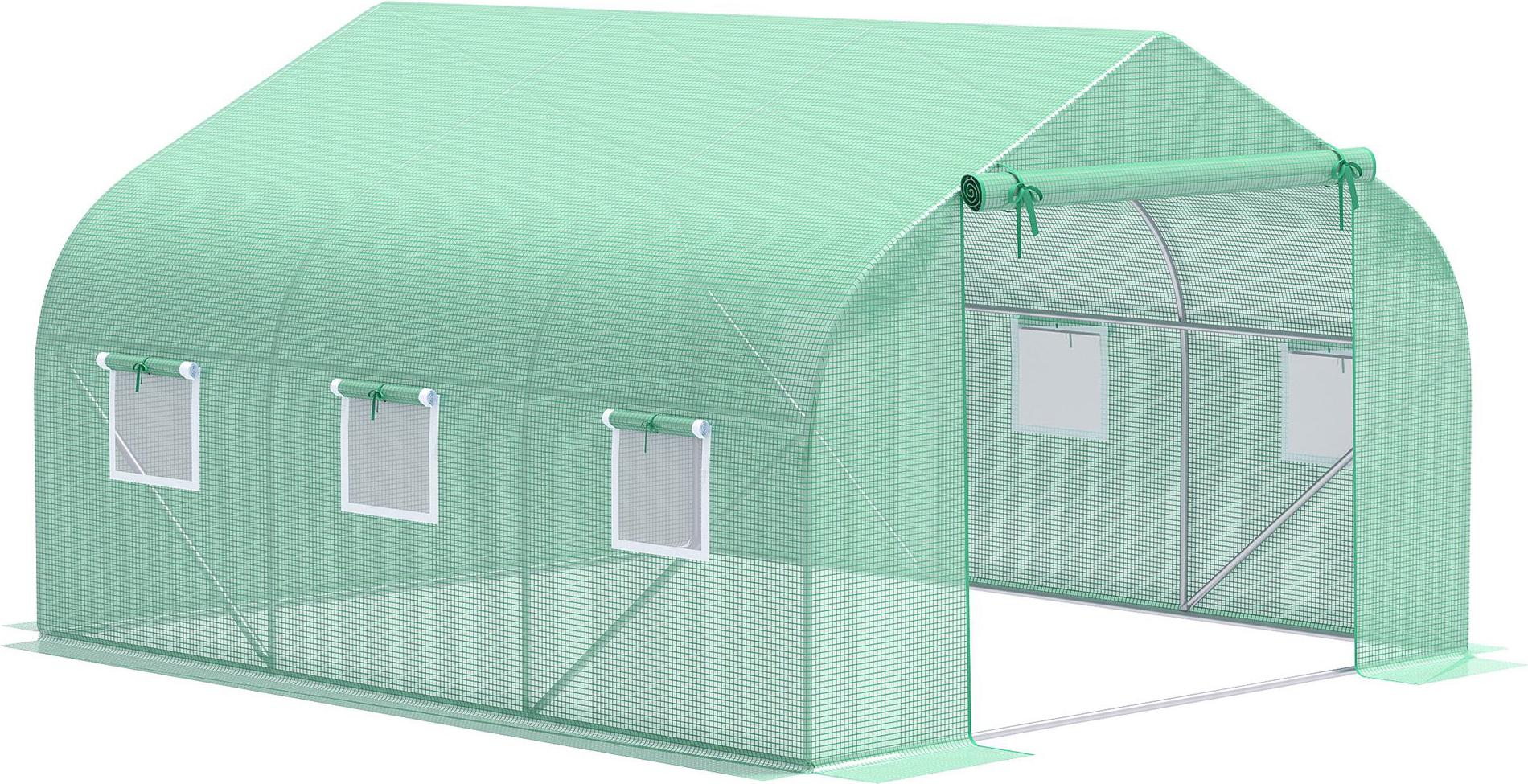 Kas Treibhaus 350x300x200 cm - Satteldach - 15,5 kg - Verzinkter Stahl - Wasserdichte, UV-beständige Abdeckung - Gewächshaus