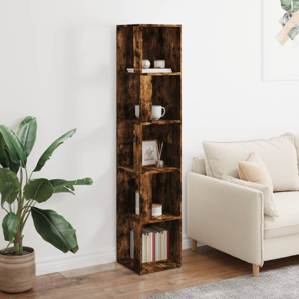Latitude Run Kynesha 164.5 cm H x 33 cm W Corner Bookcase Smoked Oak
