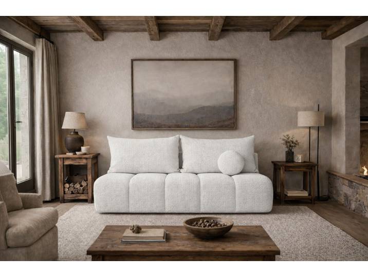 Kaiser Möbel Schlafsofa mit Schlaffunktion und Bettkasten, Stoff Flow Chenille, Sofa PIANO, Einzelsofa, Chenille-Stoff,Water Blocked Technologie