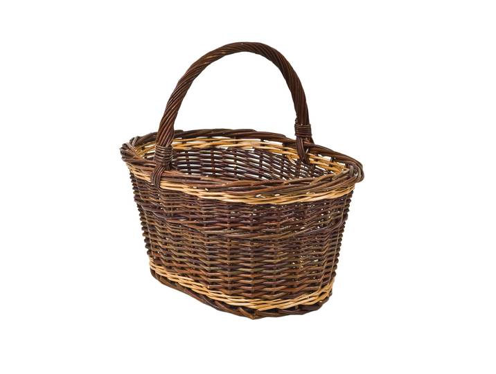 Weidenkorb oval-konisch aus Weide, Einkaufskorb mit Trage-Henkel, 46 x 32 x 22/42 cm