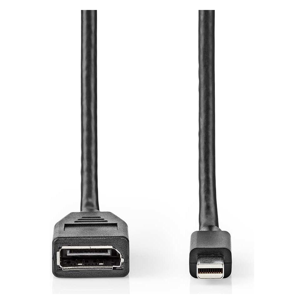 Nedis Mini DisplayPort Cable DisplayPort 1.4 Mini DisplayPort Male DisplayPort Female 48 Gbps Nickel (0.20 m) (CCGB37454BK02)