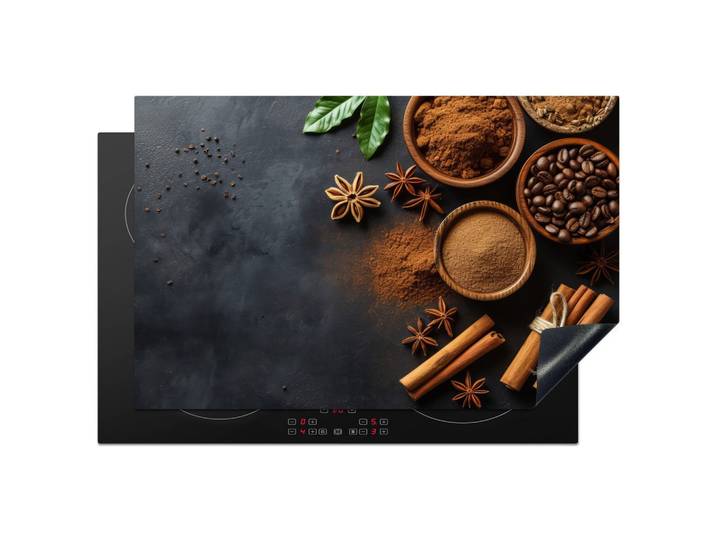 HERDABDECKPLATTE Zimt - Beton - Kaffee - Zimtstangen - Gewürze Abdeckung Ceranfeld 81.2x52 cm