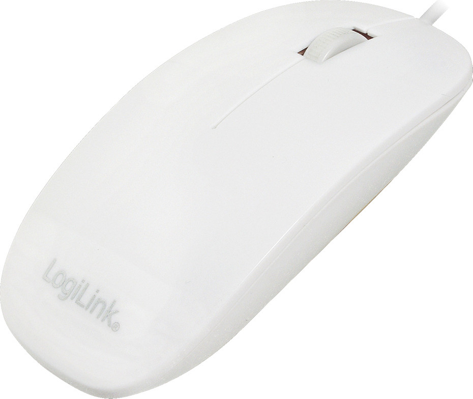 LogiLink optische muis, plat model, met kabel, wit