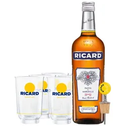 Pack Ricard + 6 Gläser Allonge Lehanneur Ricard Nouveau Logo + Bec Verseur - 0.7L