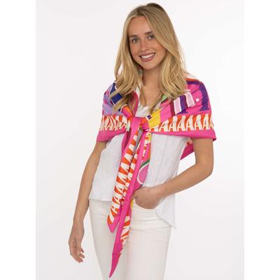 Dreieckstuch ZWILLINGSHERZ "Letters", Damen, pink, Obermaterial: 100% Polyester, Modetücher, modernes grafisches Buchstaben-Muster, glänzende Oberfläche
