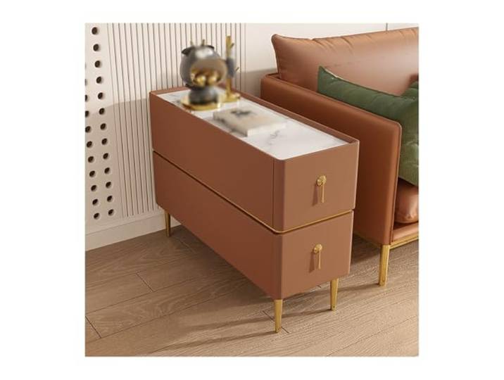 Ecklager Sofa-Sideboard, ultraschmaler kleiner Beistelltisch aus Holz Wohnzimmer-Sandwich-Sideboards aus Leder(G)