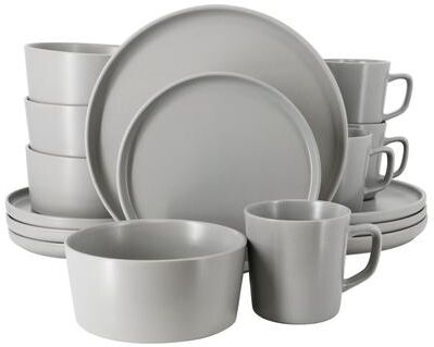 Elama Luxmatte Light Grey 16 Piece Dinnerware Set