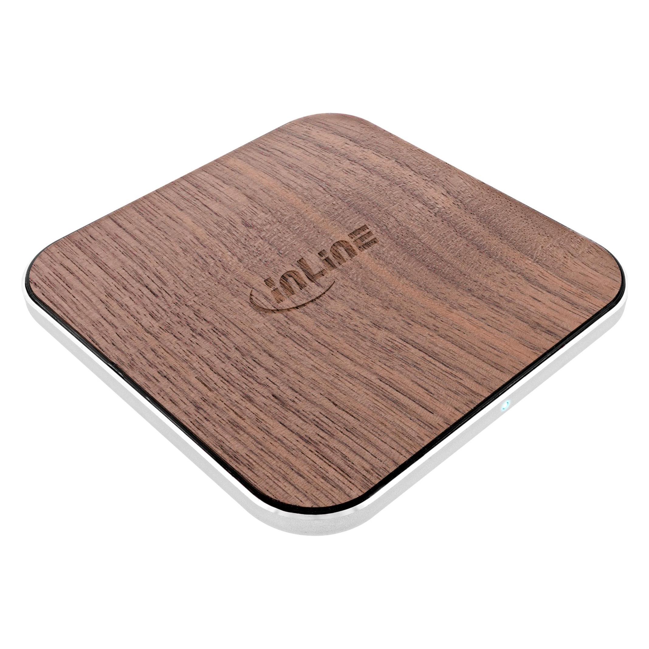 InLine Qi woodcharge, wireless fast charger, Smartphone kabellos laden, 5/7,5/10W/15W, Typ-C (15 W) (33393X)