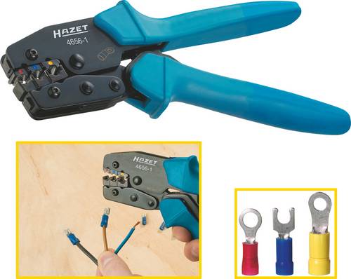 Hazet 4656-1 Crimpzange Isolierte Kabelschuhe, Isolierte Kabelverbinder 0.5 bis 6mm²