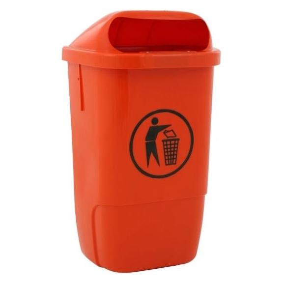 ReinigungsBerater Wandmülleimer aus Kunststoff Aussenbehälter orange 50 L Mülleimer für die Wandmontage, optionaler Pf (50 l) (177077)