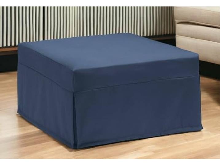 Talamo Italia - Ancilla Klappbett, Hocker, der in ein Einzelbett umgewandelt werden kann, Stoffhocker für das Wohnzimmer, 100 % Made in Italy, 80 x 80 x 45 cm, Blau