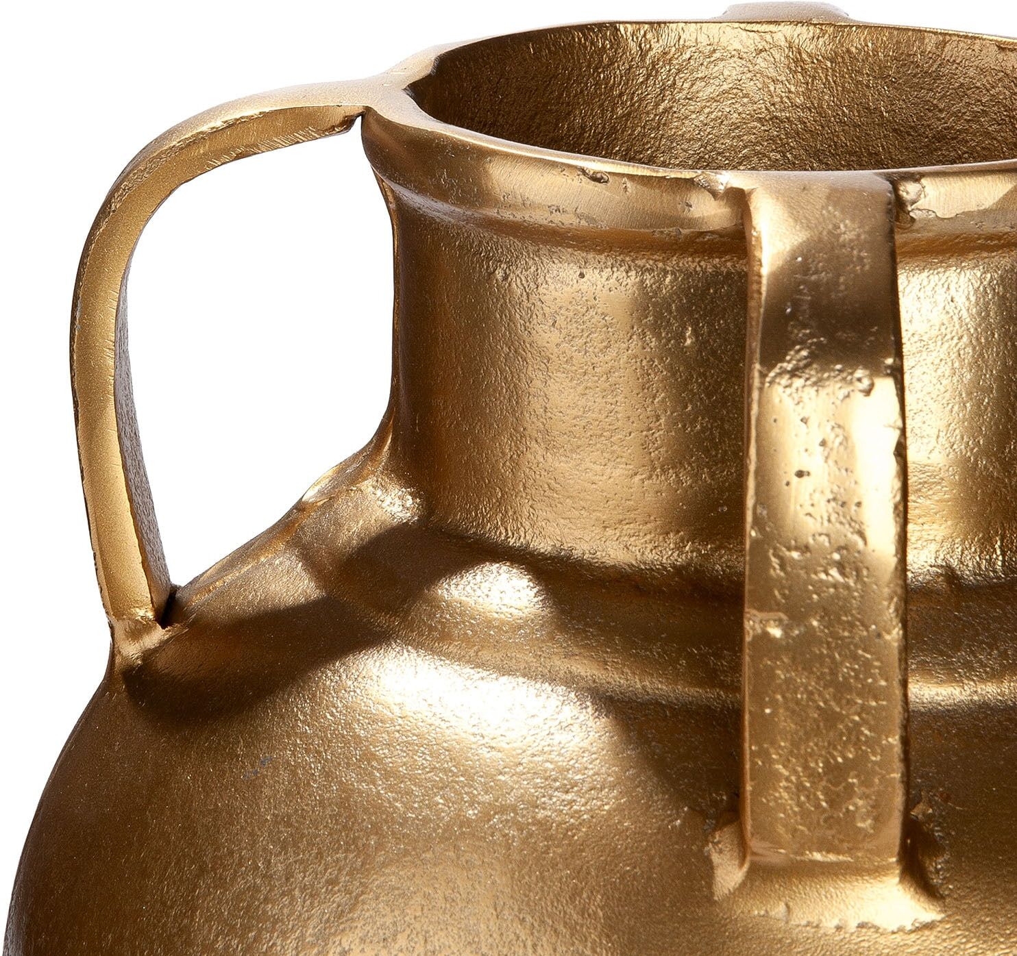Tischvase GILDE "Vase Antigua mit 4 Henkel", gold (goldfarben), B:25cm H:33cm T:25cm Ø:25cm, Aluminium, Vasen, Tischvase goldfarben B/H/T: 25cm x 33cm x 25cm Ø 25cm
