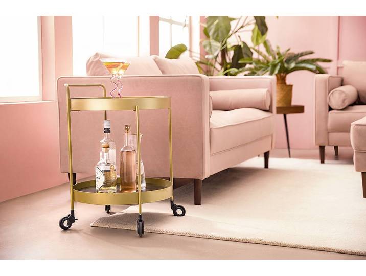 Servierwagen GLENDING 46 x 63 x 47cm Braun/Gold/Eiche Dunkel Dekor/Gold