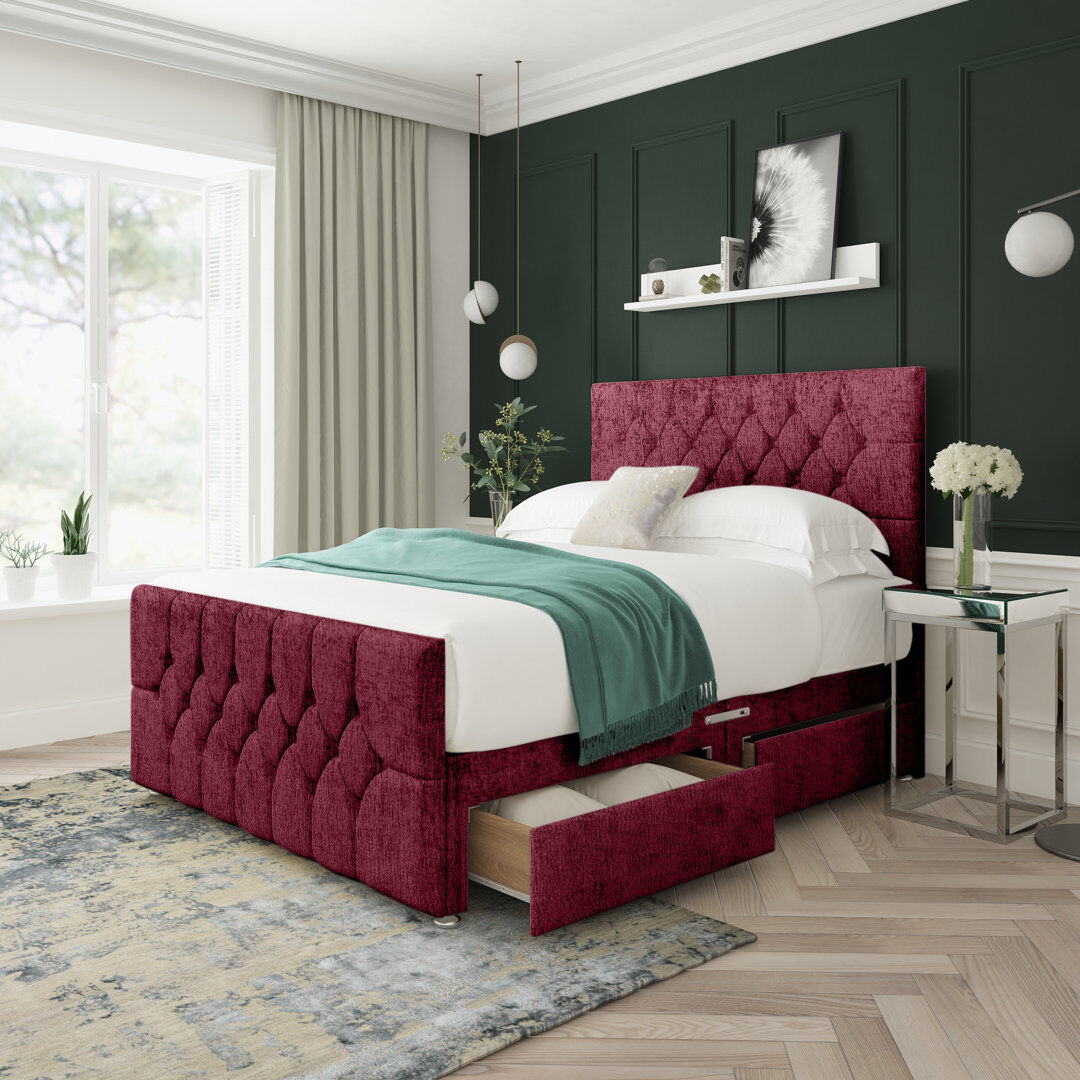 Lark Manor Upholstered Divan Bed Purple Double (4'6)