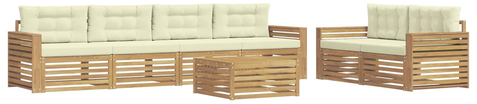 Garnitur aus 7 Gartenmöbeln, bestehend aus Sofas, in Weiß und Creme