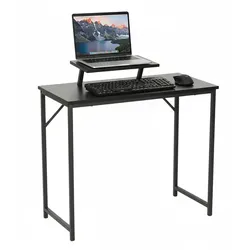 Relaxdays Schreibtisch mit Monitoraufsatz Schwarz