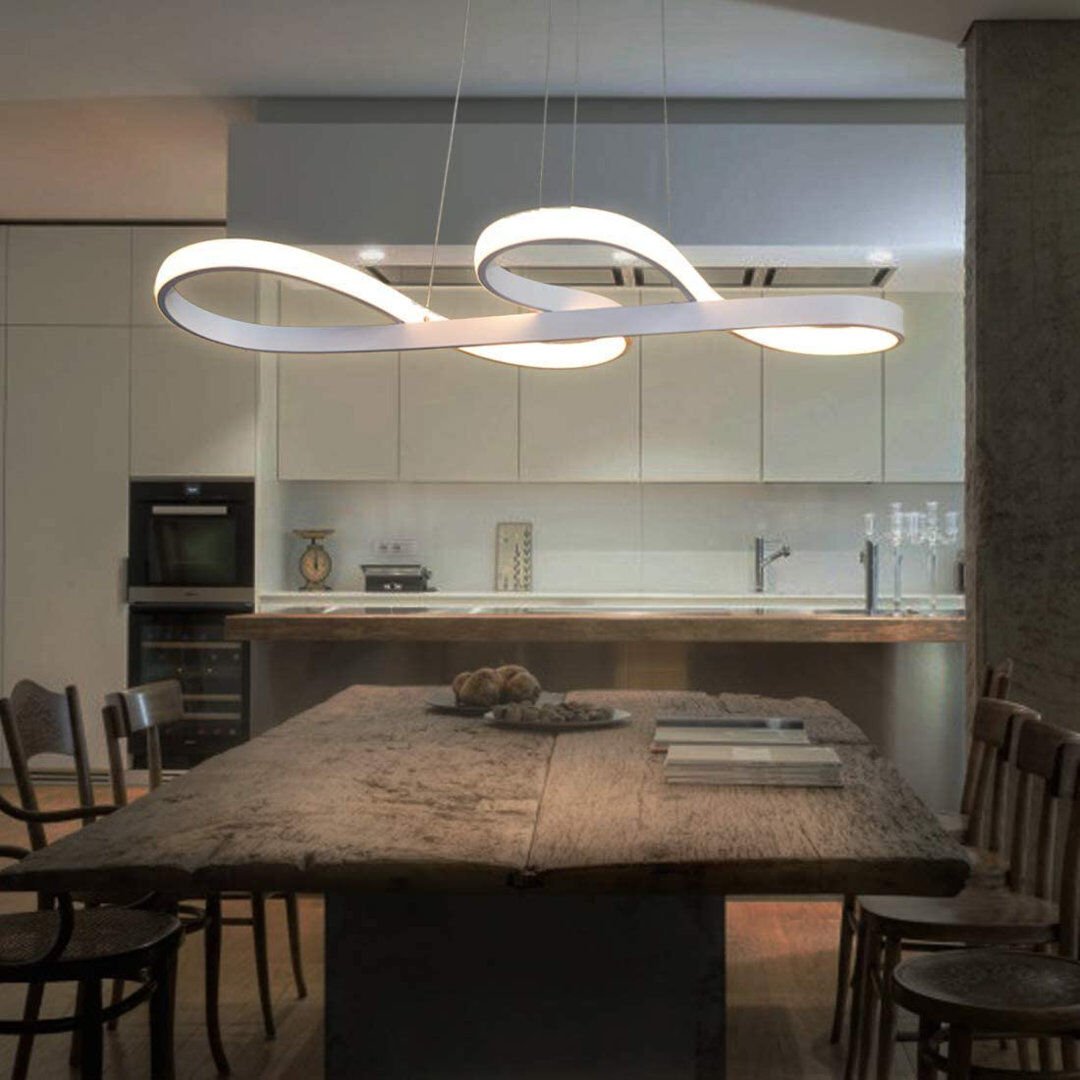 Ivy Bronx LED Pendant Light 1-Bulb Dimmable With Remote Control Music Symbol Design Ivy White 150cm H X 75cm W X 35cm D