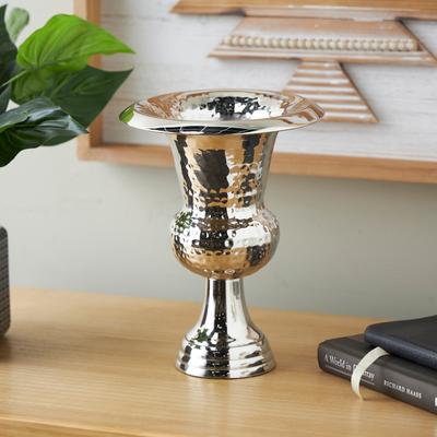 ARCILLA ELEMENTAL Gold or Silver Aluminum Metal Goblet Inspired Hammered Vase
