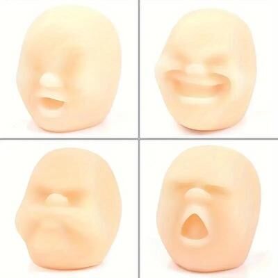 JoyToys Funny Human Face Stress Ball Soft Fidget Toy For Stress Relief, Sensory Play & Hand Exercise random Style1 white