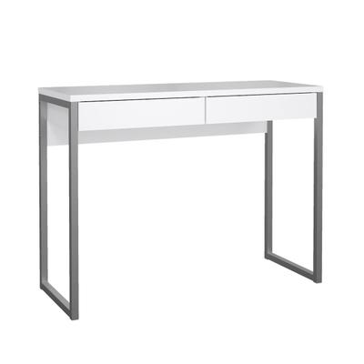WellHome - Schreibtisch mit 2 Schubladen in der Farbe Hochglanz-Weiß 102 x 40 x 77 cm - Eria Gloss White